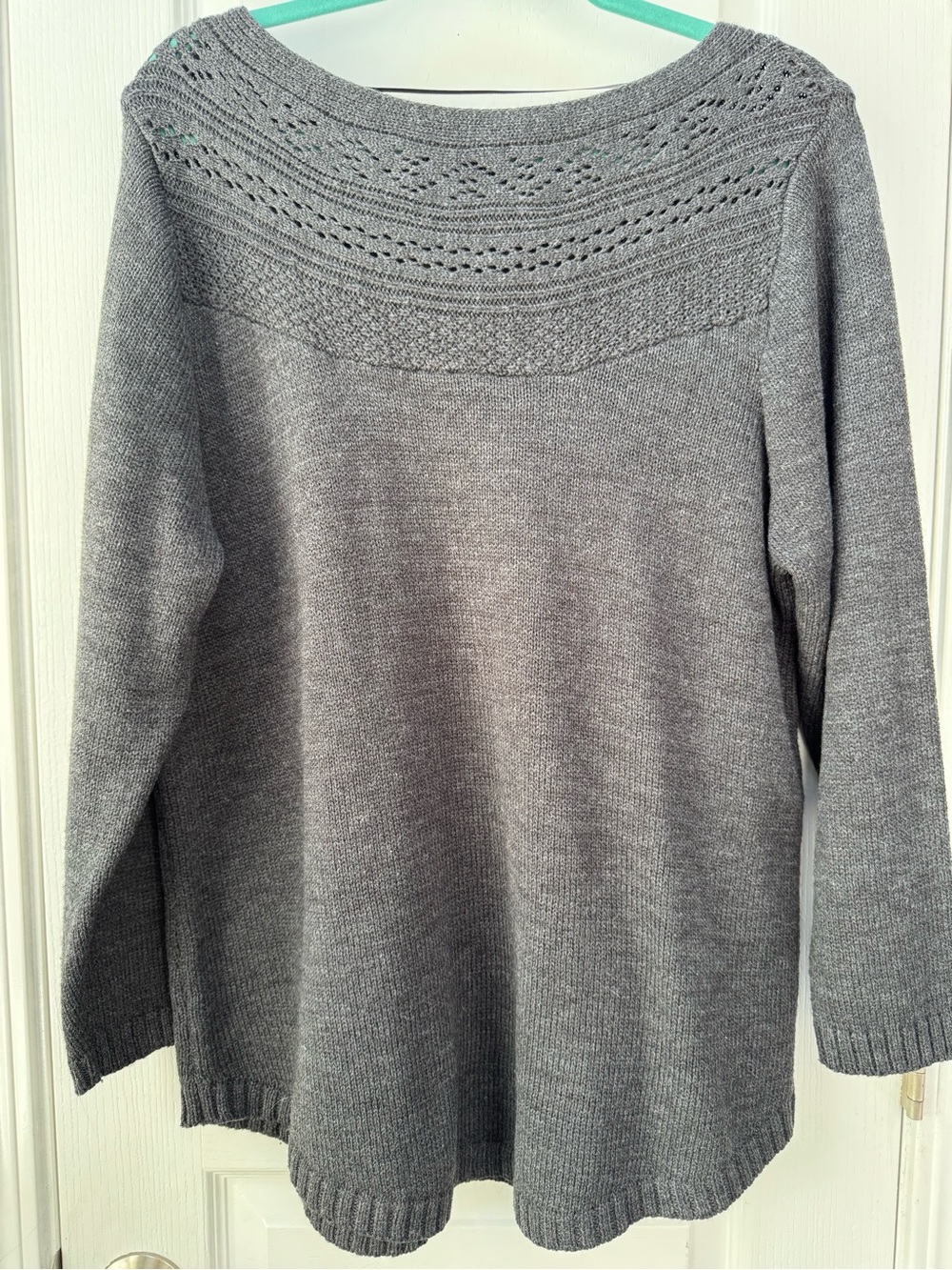 Lane Bryant Gray Knit Scoop Yoke Sweater